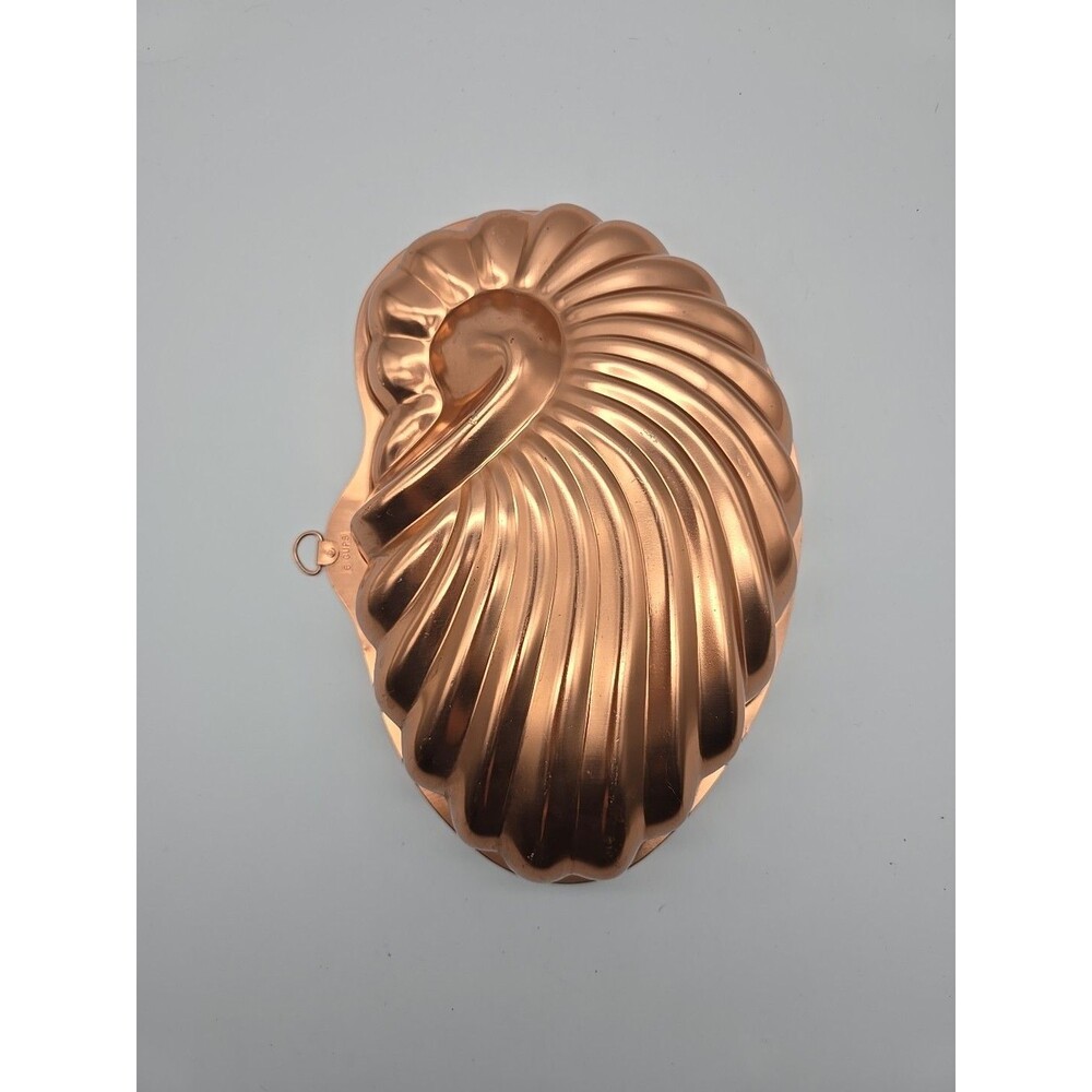 Vintage Copper Tone Aluminum Sea Shell Gelatin Mold Tin Jello Cake Pan 6 Cups - Picture 2 of 10